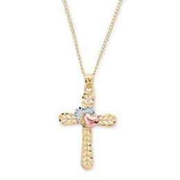 Sears – 10K Diamond Cut Tri Color Cross with Puff Heart on Gold Filled Chain Only $29.99 (Reg $199.99) + Free Store Pickup