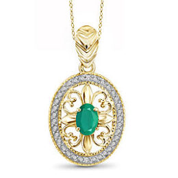 Sears – 1/3 CTW Emerald And White Diamond Pendant In Gold Over Silver Only $29.99 (Reg $99.99) + Free Store Pickup