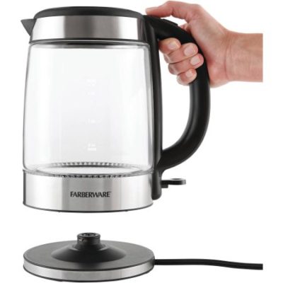 Walmart – Farberware 1.7L Kettle, Glass Only $19.94 (Reg $29.92) + Free Store Pickup