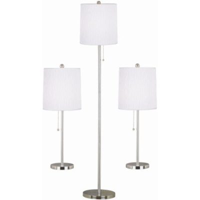 Walmart – Kenroy Home Selma 3-Piece Table/Floor Lamp Set, Brushed Steel Only $86.99 (Reg $112.86) + Free 2-Day Shipping