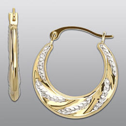 Sears – 10K Yellow Gold Two-Tone Textured Hoop Earrings Only $44.99 (Reg 179.99) + Free Store Pickup