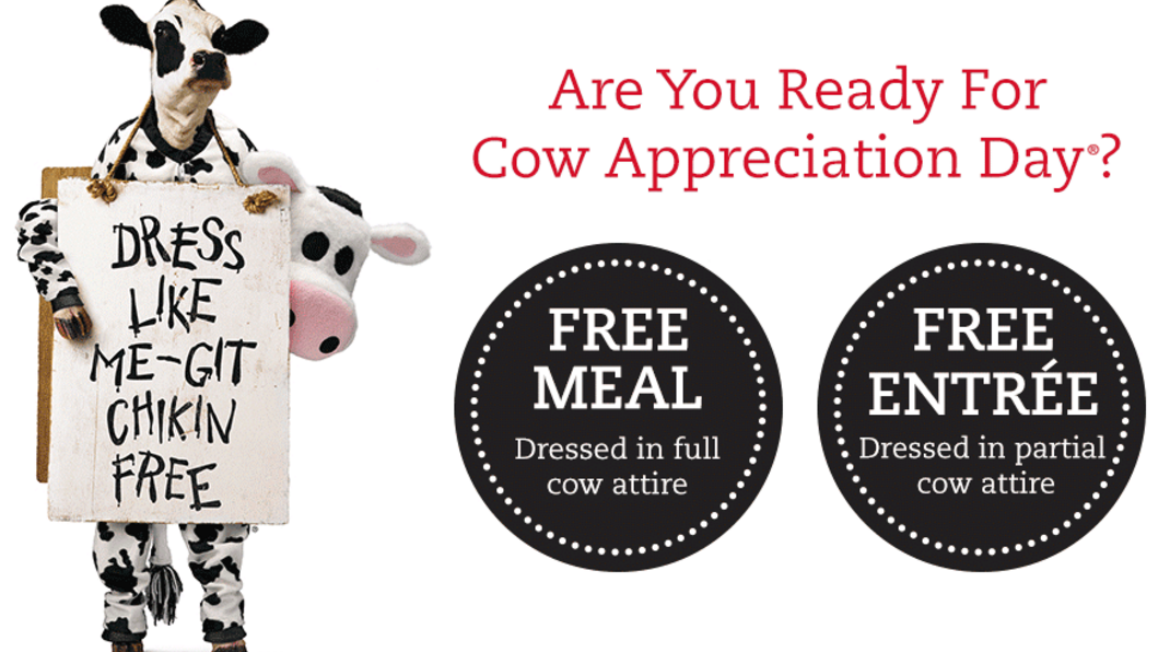 Chick-fil-A * Dress Up Like Cows And Receive Free Food