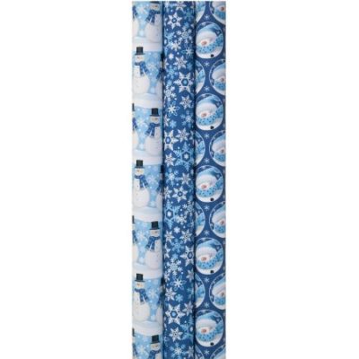 Walmart – 3-Roll Reverse Print Paper Giftwrap, Blue Snowmen Only $6.52 (Reg $7.54) + Free Store Pickup