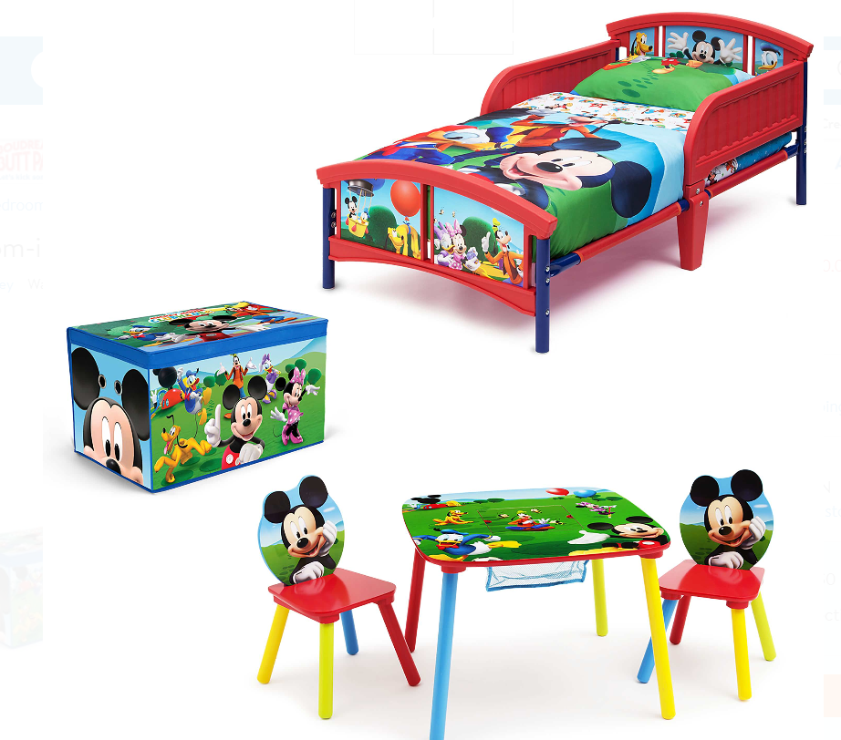 Disney Mickey Mouse Toddler Bed, Fabric Toy Box With Table and Chair Set Only $60.00 (Reg $120) + Free Shipping!