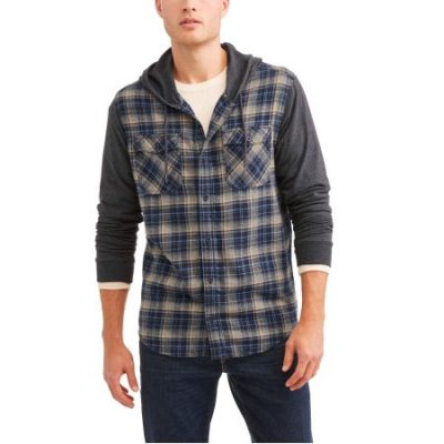 Walmart – Lazer Men’s Long Sleeve Flannel Shirt Jacket with Knit Hood and Sleeves Only $10.00 (Reg $14.97) + Free Store Pickup