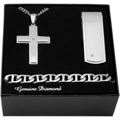 Walmart – Men’s Stainless Steel Diamond Accent Cross Pendant, Money Clip, Bracelet – Mens Gift Box Set Only $21.99 (Reg $90.00) + Free Store Pickup