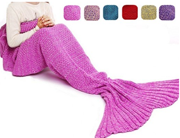 Mermaid Tail Knit Crochet Blanket for Kids (various colors) Only $6 at Amazon