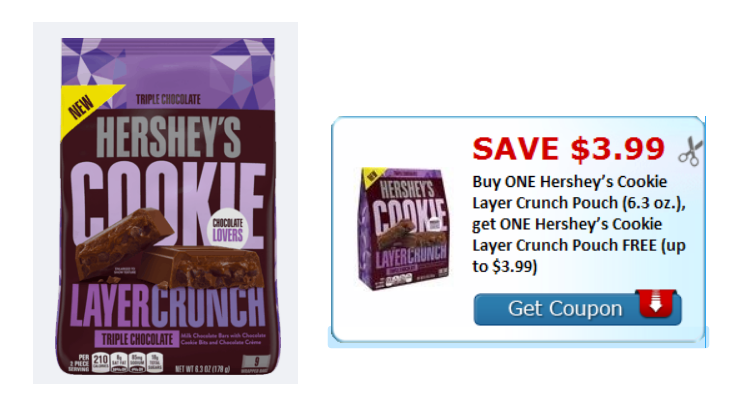 BOGO FREE Hersheys Cookie Layer Crunch Pouch (6.3 oz.) Printable Coupon = 74¢ Each At Walmart