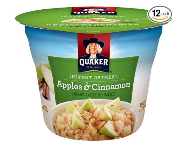 Amazon – Get 12 Quaker Instant Oatmeal Express Cups, Apples & Cinnamon For Only $5.29 (Reg $11.29)