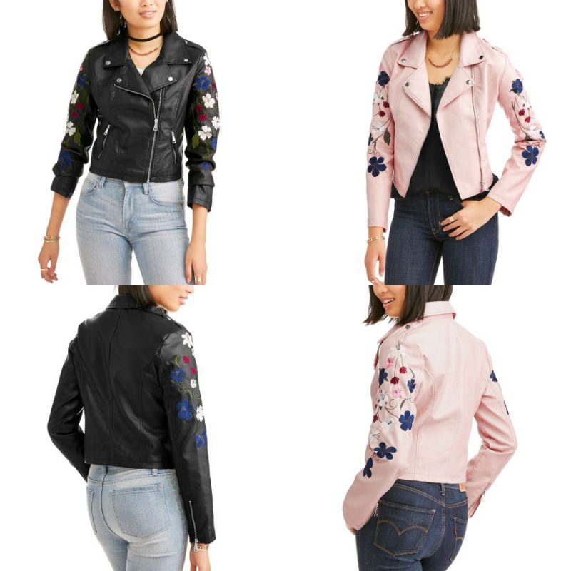 Walmart – Urban Retro Juniors’ Embroidered Sleeve Zip Moto Jacket Only $15.00 (Reg $16.88) + Free Store Pickup