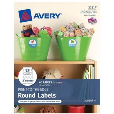 Walmart – Avery (R) Print-to-the-Edge Round Labels 22817, Glossy White, 2″ Diameter, Pack of 60 Only $5.90 (Reg $8.18) + Free Store Pickup