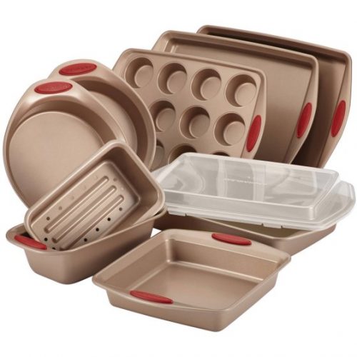 Walmart – Rachael Ray Cucina Nonstick Bakeware 10-Piece Set, Latte Brown with Cranberry Red Handle Grips Only $66.00 (Reg $75.99) + Free Shipping