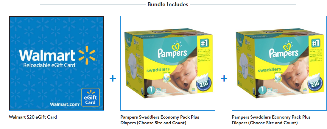 Pampers Swaddlers 2-Pk Economy Plus Diapers + $20 Walmart Gift Card for Only $80 + Free Shipping!