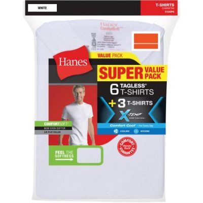 Walmart – Hanes Mens ComfortSoft T-Shirt, 6 + 3 X-Temp Bonus Pack Only $17.98 (Reg $19.98 ) + Free Store Pickup