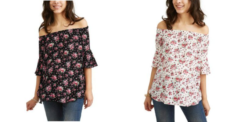 Walmart – Planet Motherhood Maternity Floral Crepe Off the Shoulder Top Only $10.99 (Reg $13.99) + Free Store Pickup