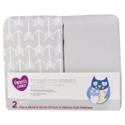 Walmart – Parent’s Choice Fitted Crib Sheets, Gray Print, 2 Pack Only $8.98 (Reg $12.84) + Free Store Pickup