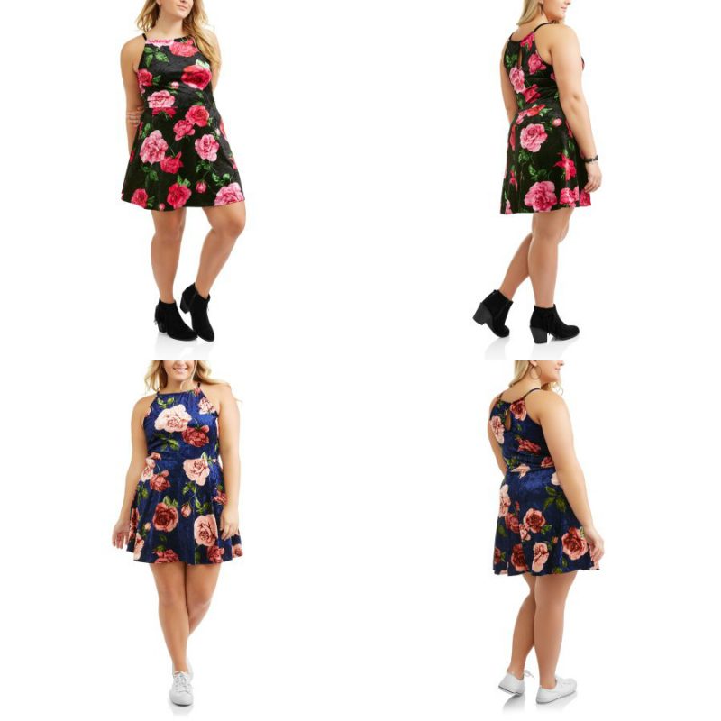 Walmart – POOF-Slinky Juniors’ Plus Racer Front Floral Printed Velvet Skater Dress Only $10.00 (Reg $21.78) + Free Store Pickup