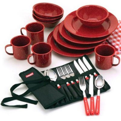 Walmart – Coleman 24-Piece Enameled Dinnerware & Utensils Set for 4, Red Speckled Only $30.00 (Reg $40.94) + Free Store Pickup