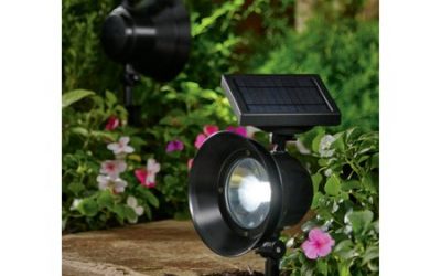 Walmart – Mainstays 4-Piece Solar-Powered Adjustable Metal Spotlight Set Only $69.99 (Reg $123.40) + Free 2-Day Shipping