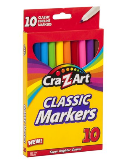 Walmart – Cra-Z-Art Classic Fineline School Markers – 10 Count Only 50¢ + Free Store Pickup!