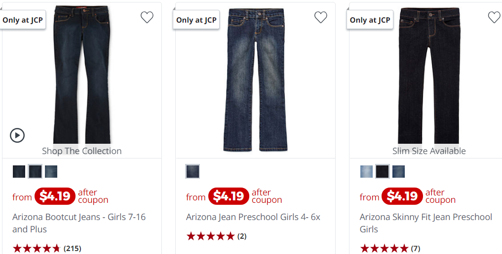 JCPenney.com – Arizona Kids Jeans Only $4.19 Each (Regularly $30)