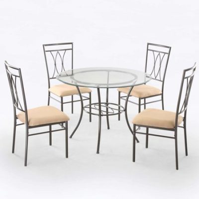 Walmart – Mainstays 5-Piece Glass and Metal Dining Set, 42″ Round Tabletop Only $139.99 (Reg $169.00) + Free 2-Day Shipping