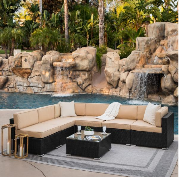 7-Piece Outdoor Wicker Sectional Sofa w/ Table $520 (Reg $1500) + Free Shipping!