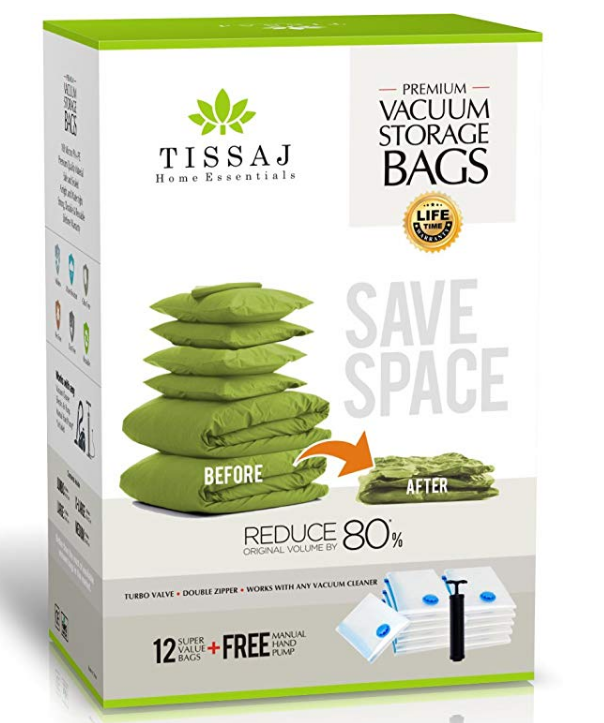 Amazon – 12 Pack Bundle Space Saver Vacuum Storage Bags Only $22.49, Reg $34.99 (3 Medium + 3 Large + 3 Extra Large + 3 Jumbo)