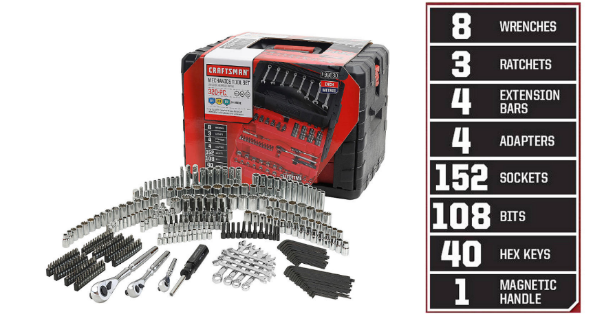 Sears.com – Craftsman 320 Piece Mechanic’s Tool Set Only $145.00 (Reg $300.00) + Free Shipping!