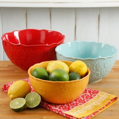 Walmart -The Pioneer Woman Floral Bursts 3-Piece Serving Bowl Set Only 16.99 (Reg $19.76 ) + Free Store Pickup