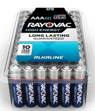 Walmart – Rayovac 60 Count High Energy Alkaline, AAA Batteries Only $12.48, Reg $27.99 + Free Store Pickup!