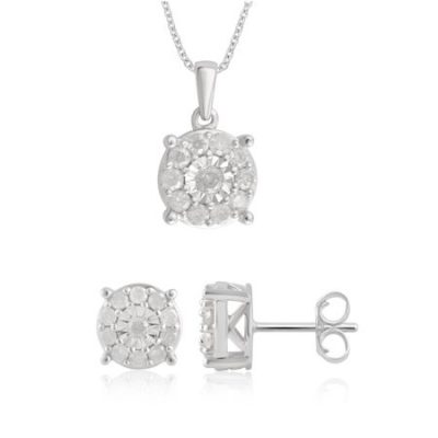 Walmart – 1.00 Cttw Diamond Earrings and Pendant 2 Piece Sterling Silver Jewelry Set Only $99.88 (Reg $119.99) + Free Shipping