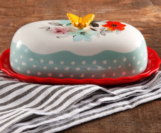 Walmart – The Pioneer Woman Flea Market Decorated Floral 6.4″ Butter Dish Only $4.88, Reg $9.50 + Free Store Pickup!