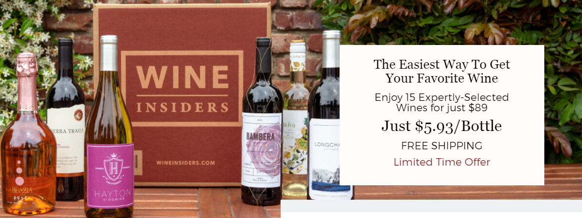 Wine Insiders Club – Receive 15 Expertly Selected Wines For Only $89 ($5.93/Bottle) + FREE SHIPPING!