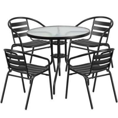 Walmart – Flash Furniture 31.5” Round Glass Metal Table with 4 Black Metal Aluminum Slat Stack Chairs Only $134.00 (Reg $169.10) + Free Shipping