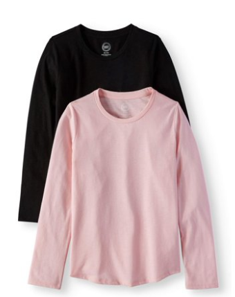 Walmart.com – Wonder Nation Girls’ Long Sleeve Crew Neck T-Shirts 2-Pack Set Only $5.50, Reg $8.84 + Free Store Pickup!