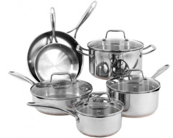 Oneida.com – 40% Off ANY Item = Oneida 10pc Stainless Steel Copper Cookware Set Only $132.00, Reg $350.00 + Free Shipping!