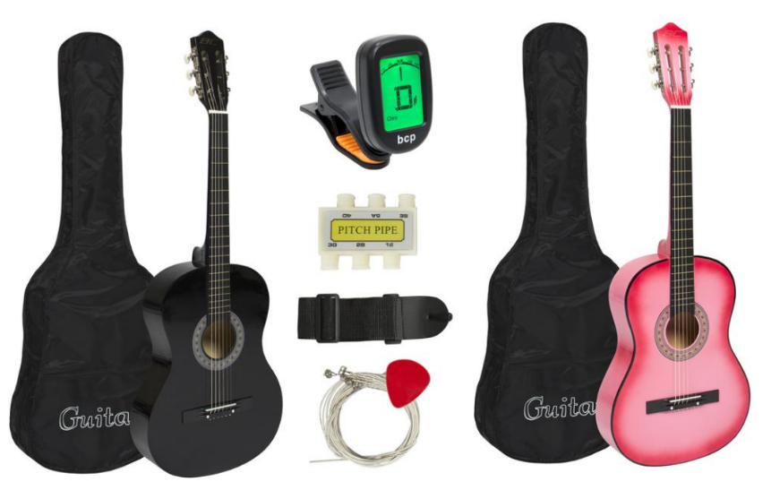 Beginner Acoustic 38″ Guitar Kit w/ Case, Strap, Tuner Only $38.99, Reg $88.99 + Free Shipping!