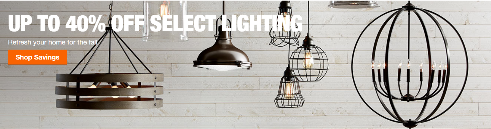 Home Depot – Up To 40% Off Select Lighting