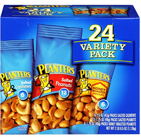 Amazon – Save up to 58% On Planters Nuts = Planters Nuts 24 Count Variety Pack Only $4.49, Reg $9.89 + Free Shipping!