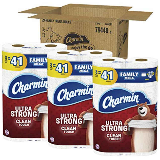 Amazon – 24 Ct Charmin Family Mega Toilet Paper Rolls (Ultra Soft or Ultra Strong) $26.95 w/ S&S + Free S/H