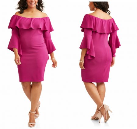 Walmart -Ella Samani  Women’s Plus Ruffle Off Shoulder Bell Sleeve Dress Only $17.24 (Reg $22.98) + Free Store Pickup