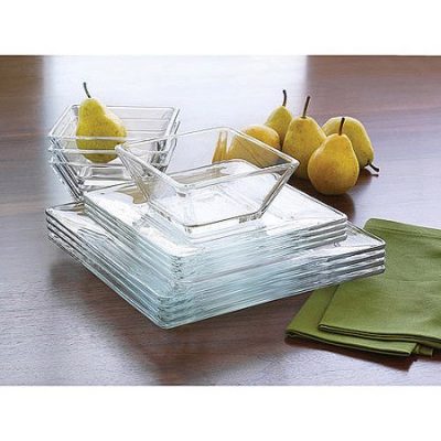 Walmart – Mainstays 12-Piece Square Clear Glass Dinnerware Set Only $19.96 (Reg $24.99) + Free Store Pickup