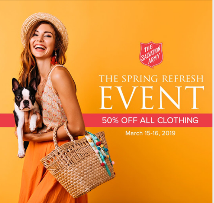 The Salvation Army Spring Refresh Event – 50% Off All Clothing March 15th-16th