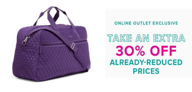 Vera Bradley Online Outlet – Save An Extra 30% Off Sale Prices + Free Shipping!