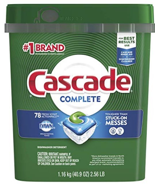 Amazon – Cascade Complete ActionPacs Dishwasher Detergent, Fresh Scent, 78 Count Only $8.87, Reg $12.99