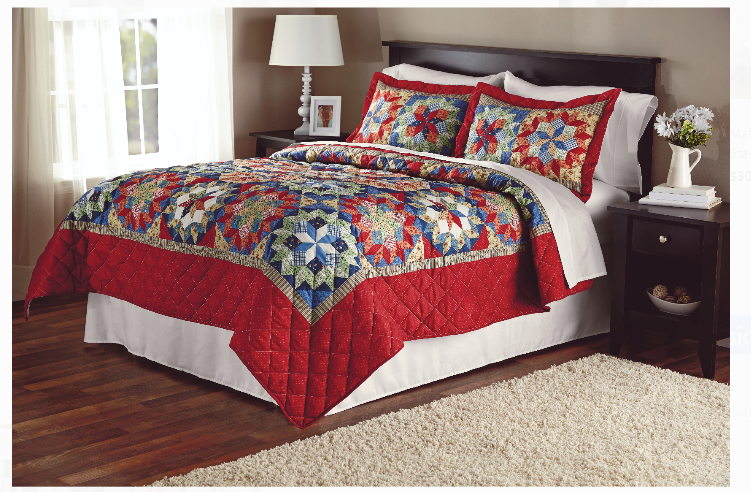 Walmart.com – Mainstays Shooting Star Classic Patterned Red Quilt, Full/Queen Only $17.99, Reg $30.99 + Free Store Pickup!