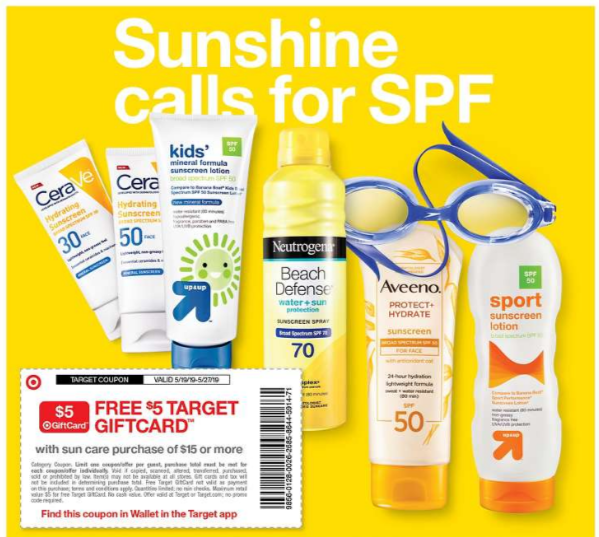 Target – Free $5.00 Target Gift Card with $15.00 Sun Care Purchase = Neutrogena Sunscreen Only $3.32