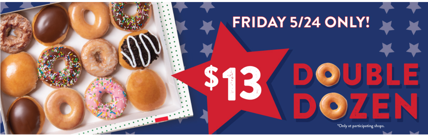 Krispy Kreme – Today Only! $13 Any Double Dozen Donuts!