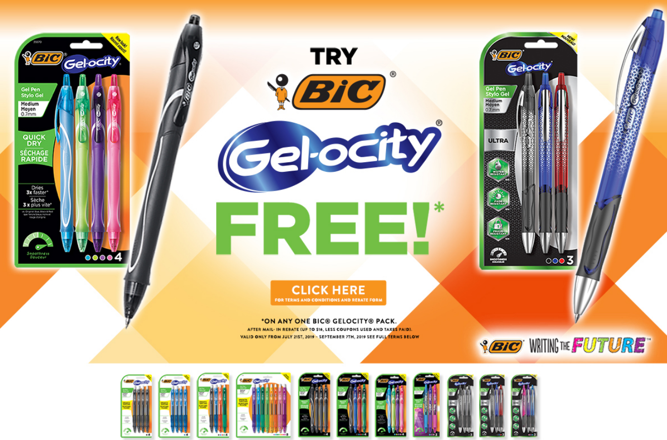 FREE Pack of BIC Gel-ocity Gel Pens (up to $16 value) After Rebate